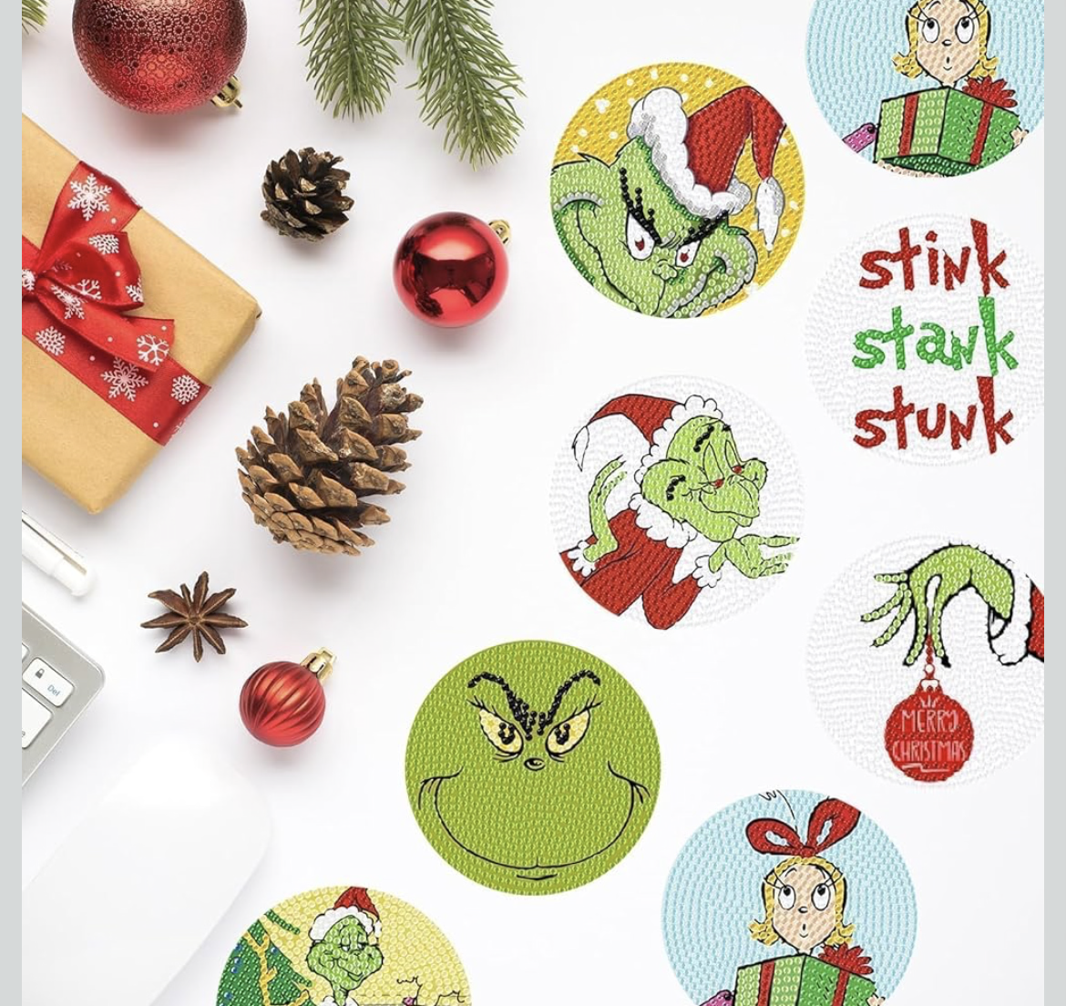 🎄 Merry & Mean: The Grinch Christmas Diamond Coaster Collection 💎💚