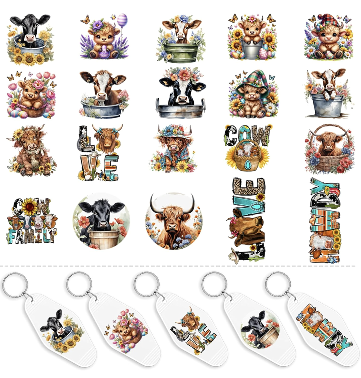 Cow Lovers Keychain Designs 🐮🤍