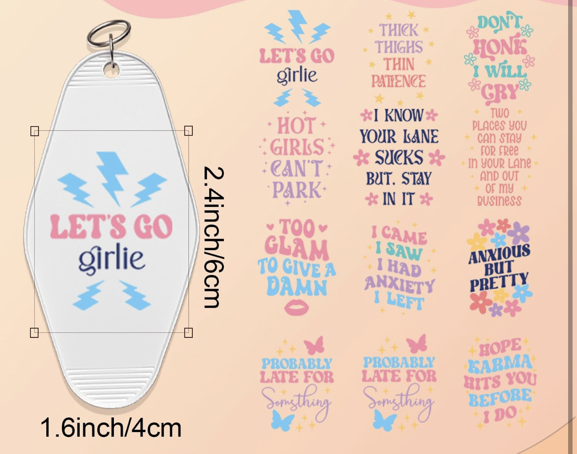 “Let’s Go Girlie” keychain designs 💖✨