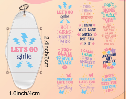 “Let’s Go Girlie” keychain designs 💖✨