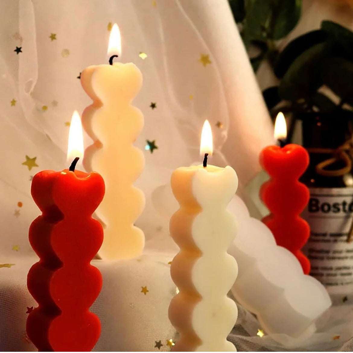 6 piece heart candle pillar set ❤️