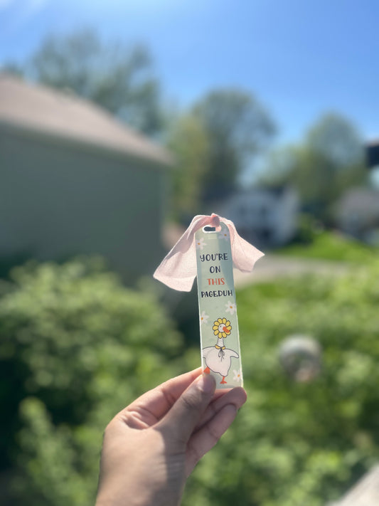 “You’re on this page” bookmark 🪿🌼