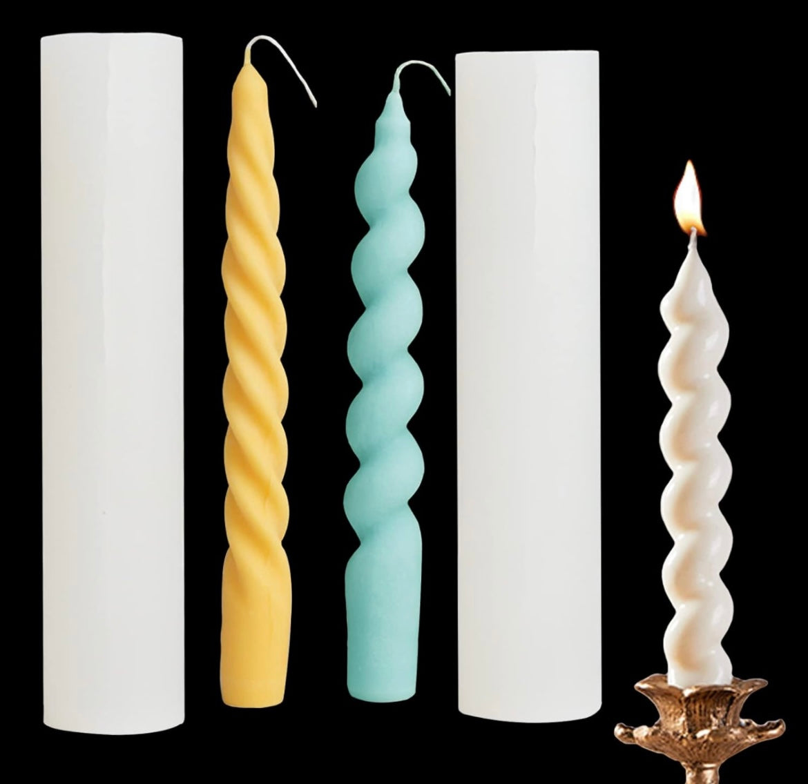 2 piece long twisted pillar candles set 🕯️