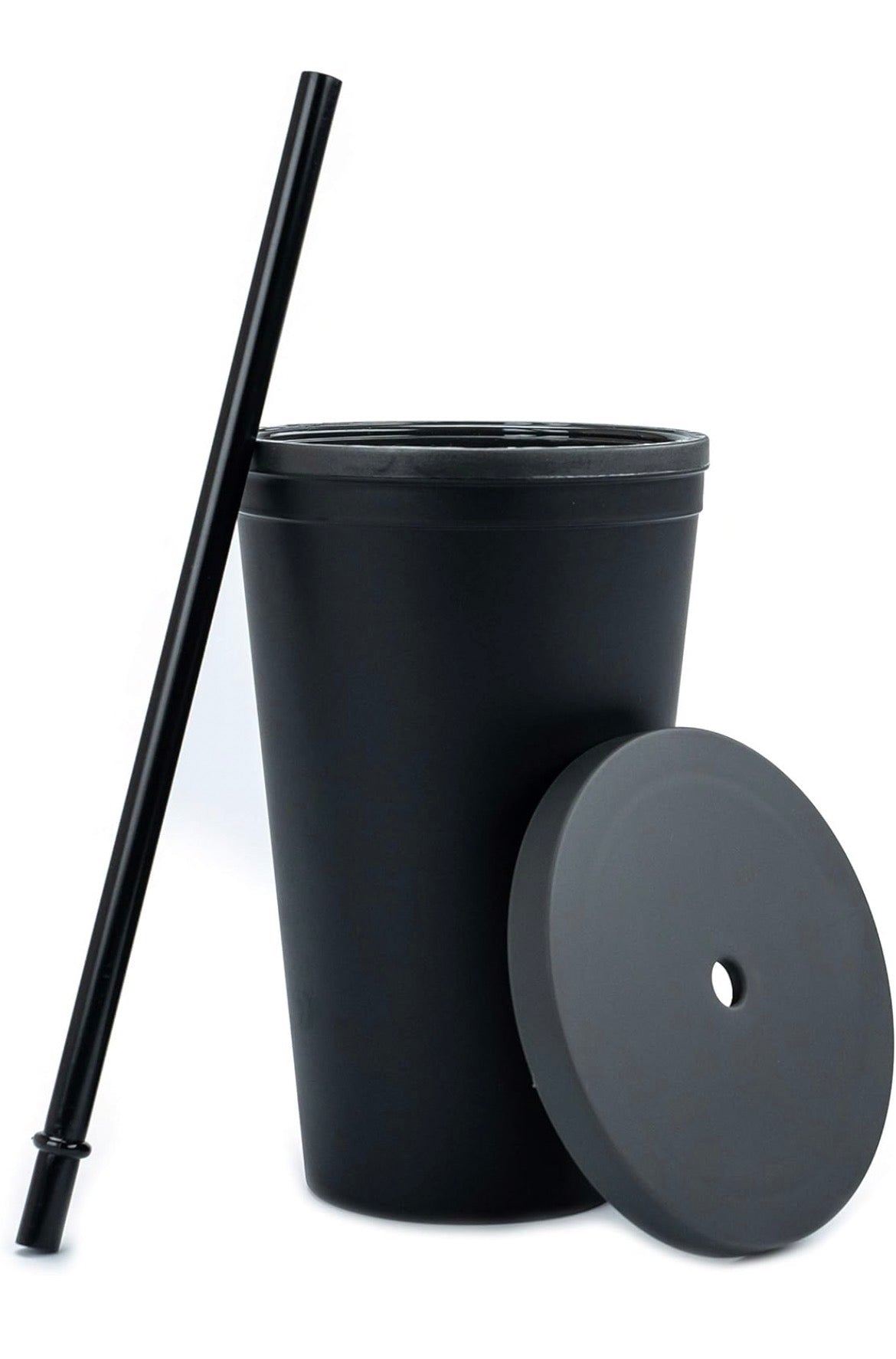 Midnight Matte: 16 oz Tumbler with Lid & Straw 🖤✨