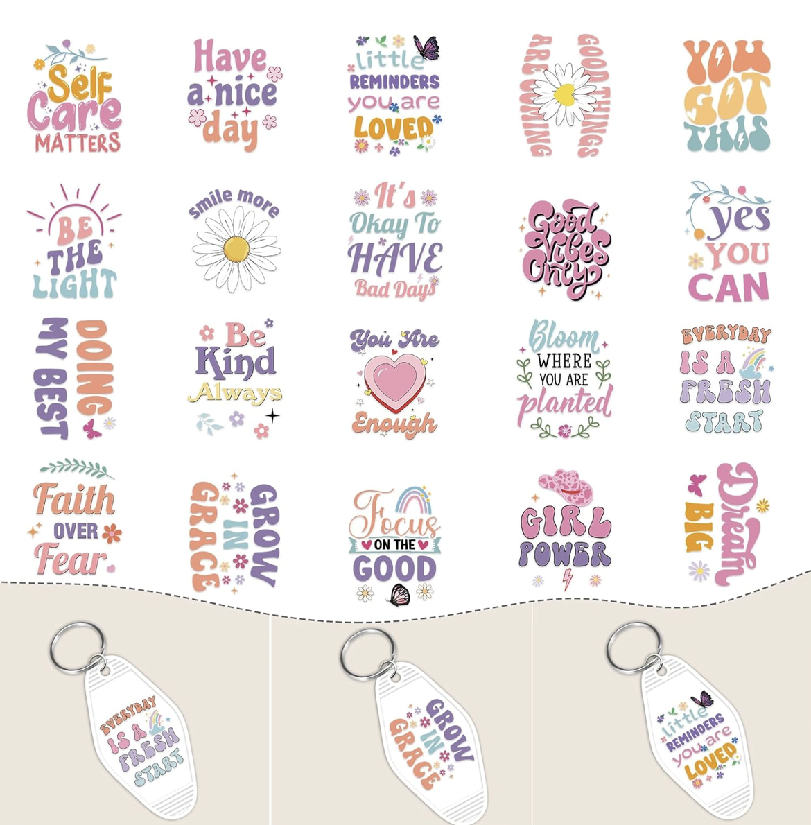 “Little Reminders” keychain designs 🩷