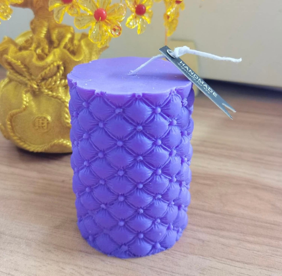 Leather Grain Pillar Candle 🕯️