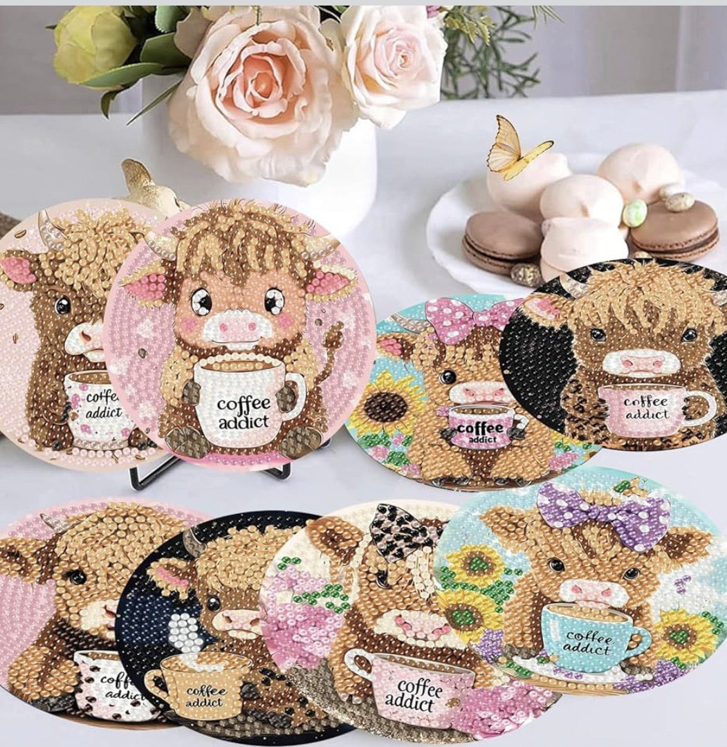 Cuddle Herd: 8-Pack Cute Highland Cow Coasters 🐮🍂💎