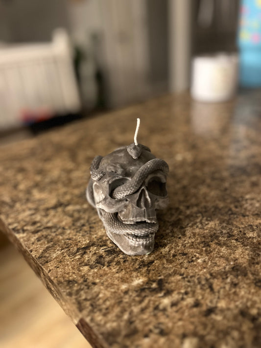 Skull candle with snakes 🐍💀🕯️