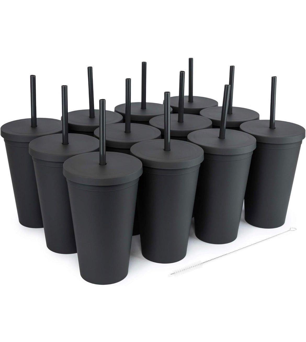 Midnight Matte: 16 oz Tumbler with Lid & Straw 🖤✨
