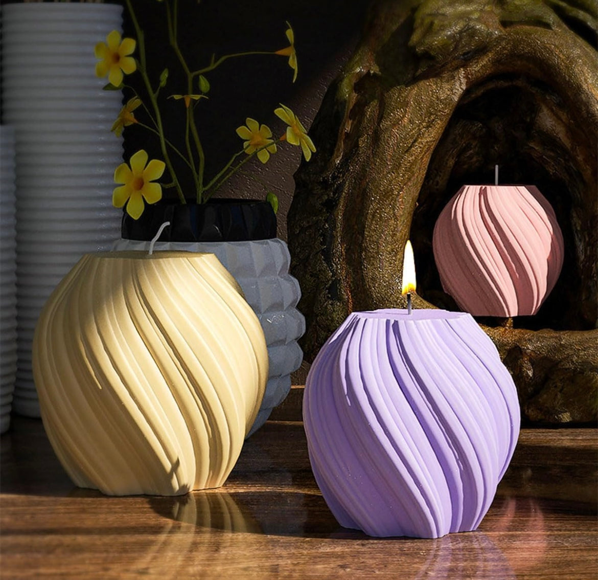3 Piece Geometric Pillar Candle Set 🕯️