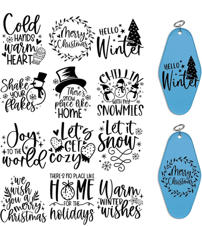 ❄️Black Ice Christmas Quote Keychains 🖤