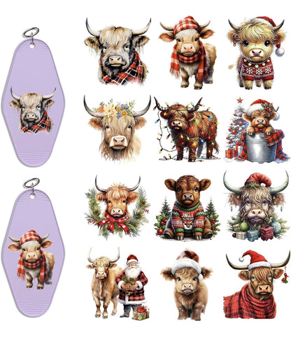 🎄 Highland Holiday Hugs: Cute Christmas Cow Keychains 🐮✨