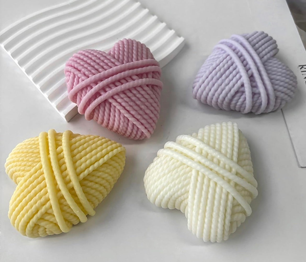 Knitting Heart Candle 🤍