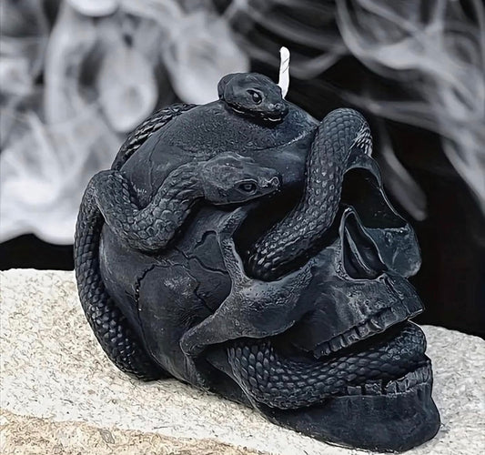 Skull candle with snakes 🐍💀🕯️