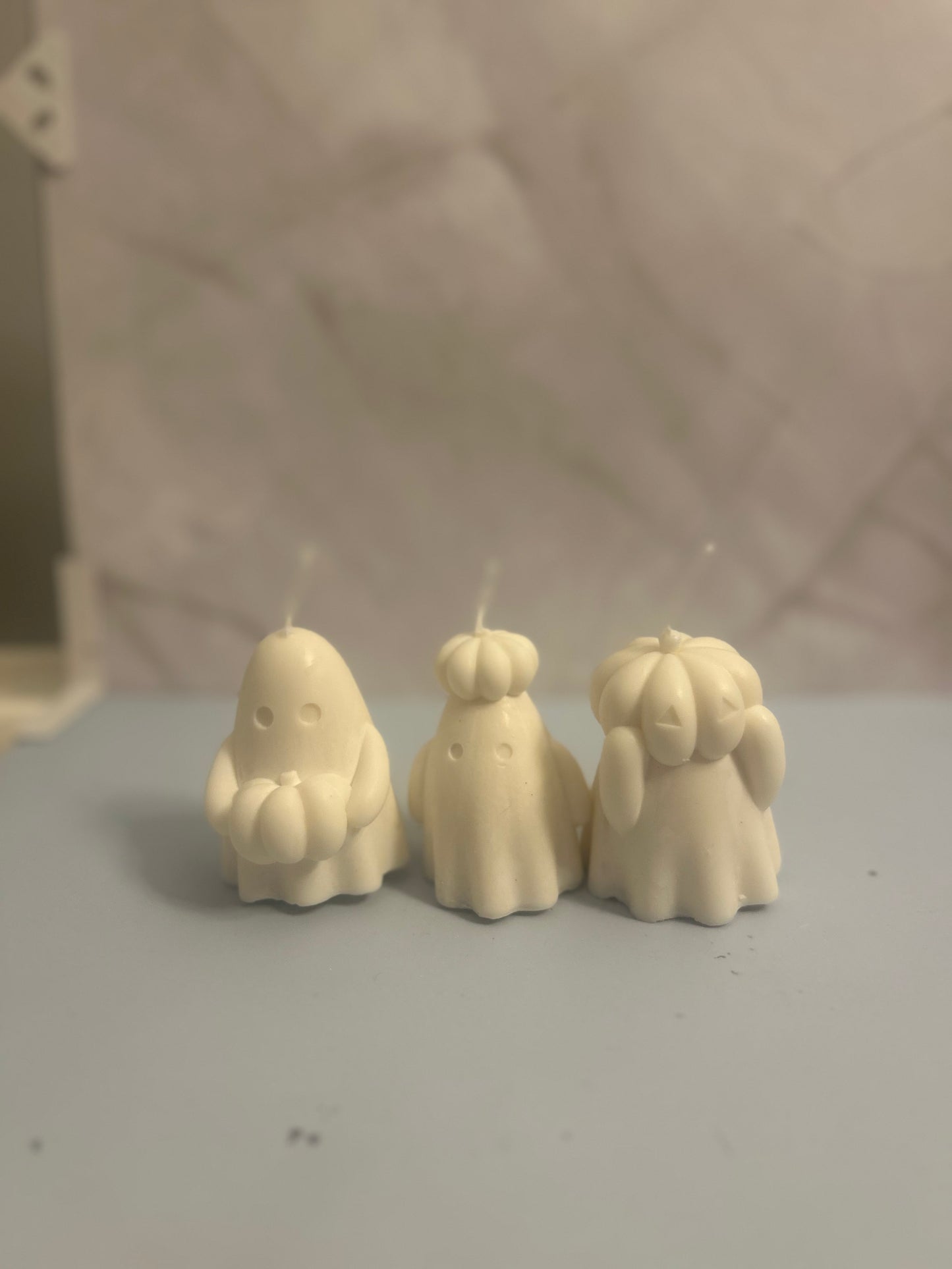 Ghosts holding pumpkin candles (3 piece): NOW AVAILABLE!